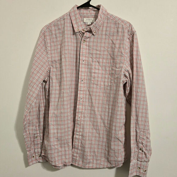Banana Republic Other - Banana Republic Mens Slim Fit Untucked Sz M Pink Plaid Button Down Casual Preppy